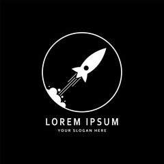 rocket logo vector design black background 