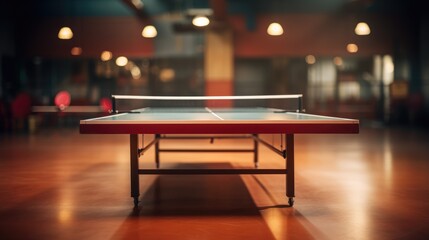 Ping pong table, sport hall. Table tennis. Background for sporting events