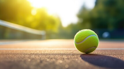 Tennis ball, court. Sports, empty sport training ground