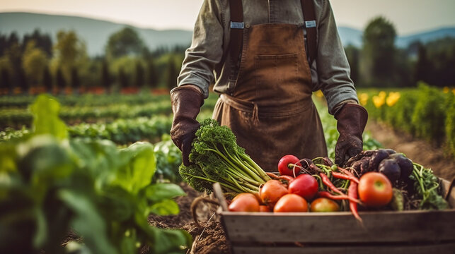 farner picking vegetables outdoor in the fields