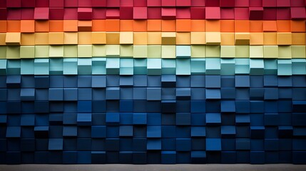 Colorful abstract background of cubes in the form of a wall.