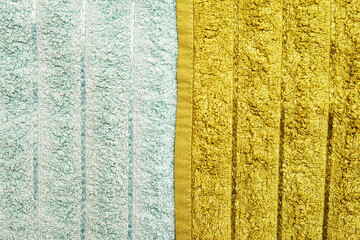 Detailed texture of dual towel with green and blue cloth color