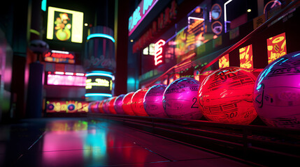 Sim sim balls with a neon sign effect.
