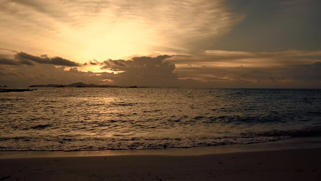 Sunset over the sea, relaxing images of a beautiful moment in the evening