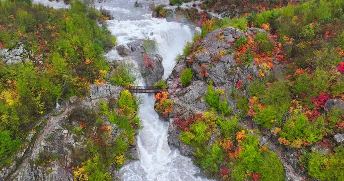 Heavy stream of water caused by extreme autumnal weather in Thethi national park, northern Albania. 