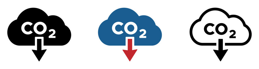 CO2 reduction flat vector icons