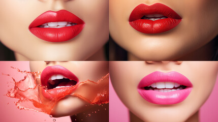 Fototapeta premium close up portrait of woman with red lips