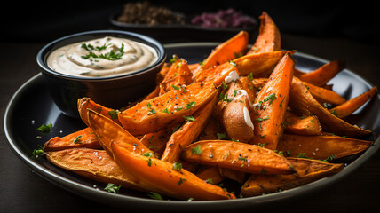 Crunchy Baked Sweet Potato Wedges with Dip