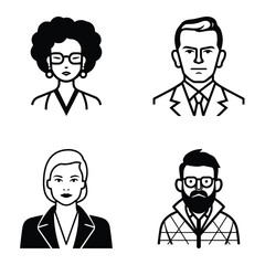 Business People Flat Icon Set Isolated On White Background