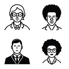 Business People Flat Icon Set Isolated On White Background