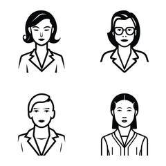 Business People Flat Icon Set Isolated On White Background