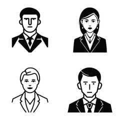 Business People Flat Icon Set Isolated On White Background