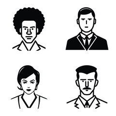 Business People Flat Icon Set Isolated On White Background