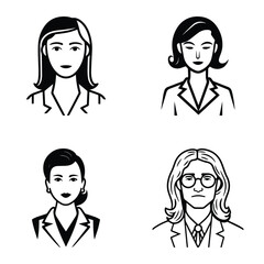 Business People Flat Icon Set Isolated On White Background