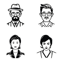 Business People Flat Icon Set Isolated On White Background