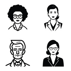 Business People Flat Icon Set Isolated On White Background