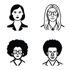 Business People Flat Icon Set Isolated On White Background