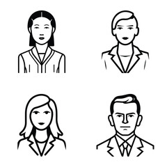 Business People Flat Icon Set Isolated On White Background