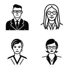 Business People Flat Icon Set Isolated On White Background