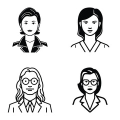 Business People Flat Icon Set Isolated On White Background