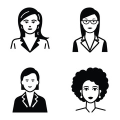 Business People Flat Icon Set Isolated On White Background