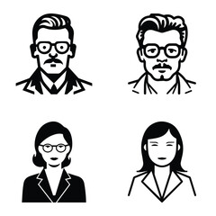 Business People Flat Icon Set Isolated On White Background