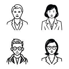 Business People Flat Icon Set Isolated On White Background