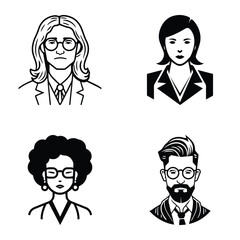 Business People Flat Icon Set Isolated On White Background