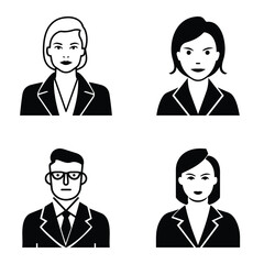 Business People Flat Icon Set Isolated On White Background