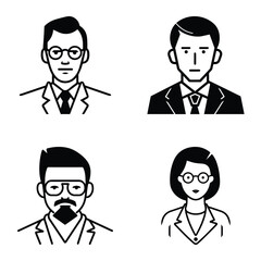 Business People Flat Icon Set Isolated On White Background