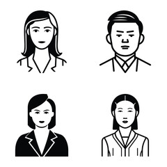 Business People Flat Icon Set Isolated On White Background