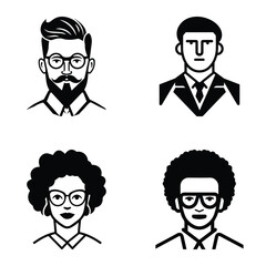 Business People Flat Icon Set Isolated On White Background