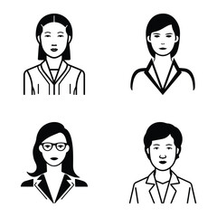 Business People Flat Icon Set Isolated On White Background