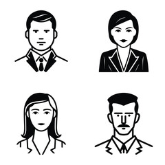 Business People Flat Icon Set Isolated On White Background