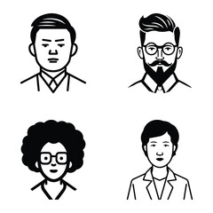 Business People Flat Icon Set Isolated On White Background