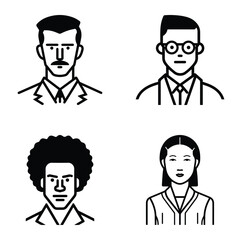 Business People Flat Icon Set Isolated On White Background