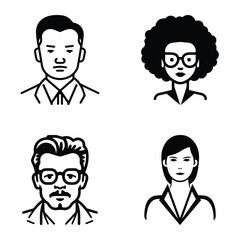 Business People Flat Icon Set Isolated On White Background