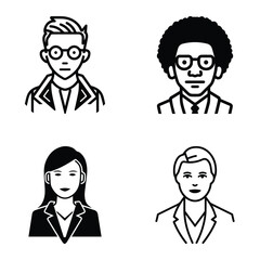 Business People Flat Icon Set Isolated On White Background