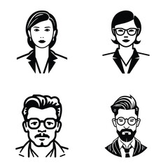 Business People Flat Icon Set Isolated On White Background