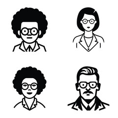 Business People Flat Icon Set Isolated On White Background