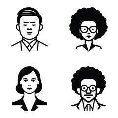 Business People Flat Icon Set Isolated On White Background