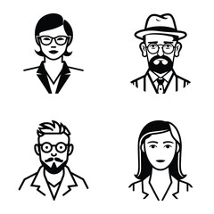 Business People Flat Icon Set Isolated On White Background