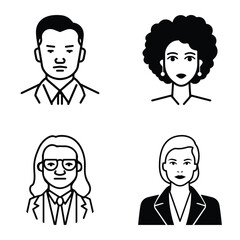 Business People Flat Icon Set Isolated On White Background