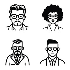 Business People Flat Icon Set Isolated On White Background