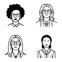 Naklejka premium Business People Flat Icon Set Isolated On White Background