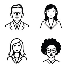 Business People Flat Icon Set Isolated On White Background