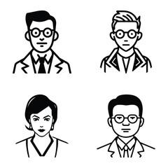 Business People Flat Icon Set Isolated On White Background