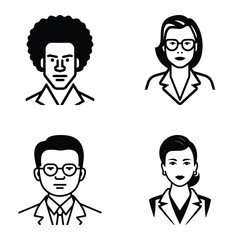 Business People Flat Icon Set Isolated On White Background