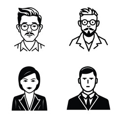 Business People Flat Icon Set Isolated On White Background
