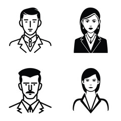 Business People Flat Icon Set Isolated On White Background